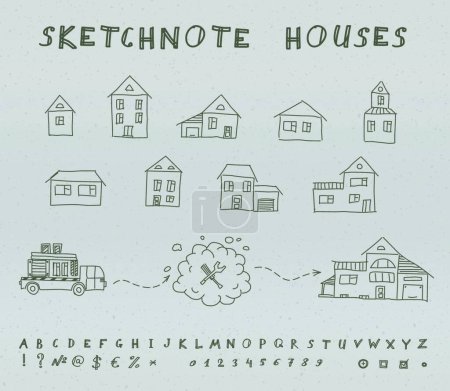 Illustration for "Sketch note houses vector illustration - Royalty Free Image