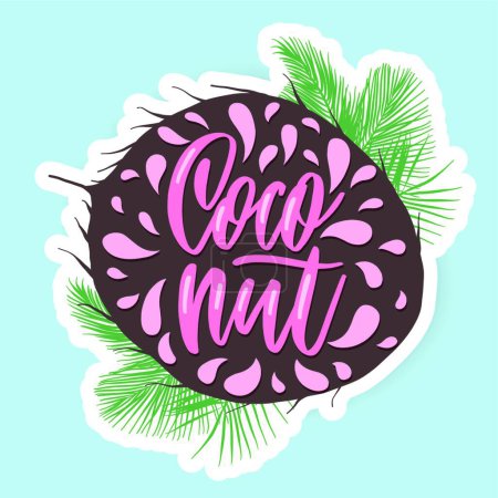 Illustration for Coconut label lettering vector illustration - Royalty Free Image