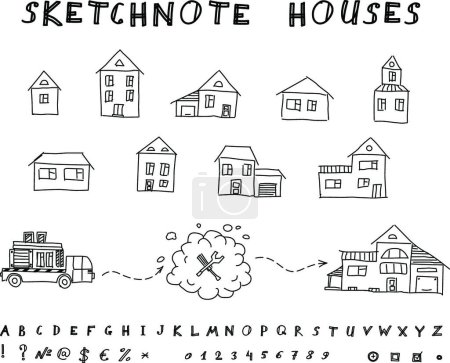 Illustration for "Sketch note houses  vector illustration - Royalty Free Image