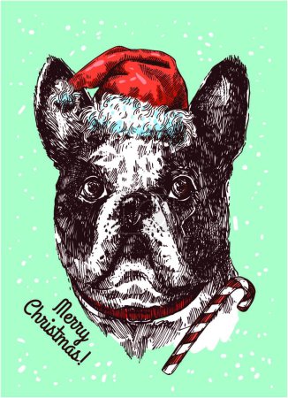 Téléchargez les illustrations : Marier carte de Noël, illustration vectorielle colorée - en licence libre de droit