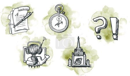 Illustration for Hand drawn icons set, vector illustration - Royalty Free Image