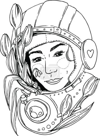 Téléchargez les illustrations : Femme astronaute illustration vectorielle - en licence libre de droit