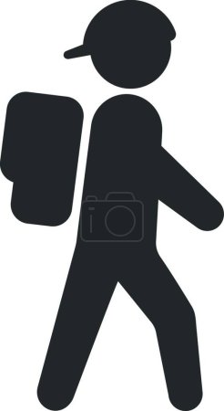 Photo for "traveler in cap walking with backpack vector icon isolated on white background. travel and tourism concept. traveler flat icon for web and ui design" - Royalty Free Image