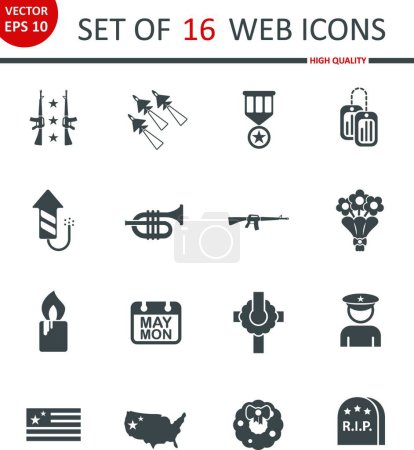Téléchargez les illustrations : "Jour commémoratif icônes web" - en licence libre de droit