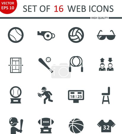 Illustration for Sport web icons vector illustration - Royalty Free Image