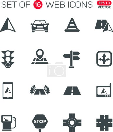 Téléchargez les illustrations : Road icons vector illustration - en licence libre de droit