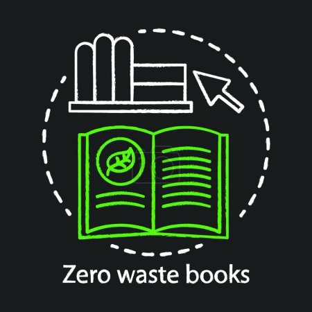 Illustration for Zero waste books and literarure, natural issues awareness chalk concept icon. Environmental issues and eco, friendly education idea, ecology learning idea. Vector isolated chalkboard illustration - Royalty Free Image
