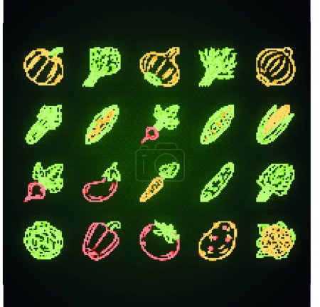 Illustration for Vegetables neon light icons set - Royalty Free Image