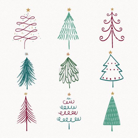 Illustration for Christmas trees set  vector illustration - Royalty Free Image
