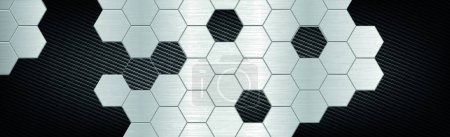 Photo for "Abstract background hexagons from metal and carbon fiber - Vector" - Royalty Free Image
