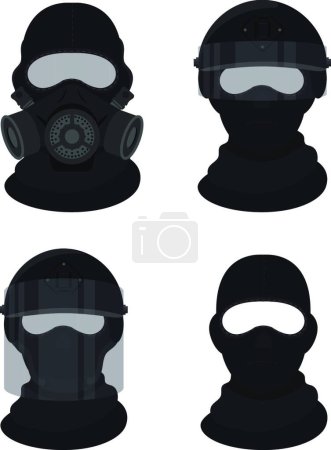 Illustration for "Set Russian spetsnaz steel helmet for tactical military." - Royalty Free Image