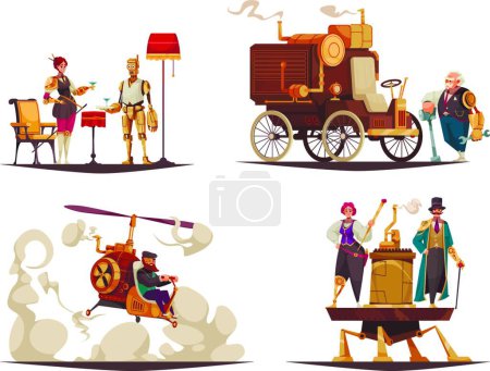 Illustration for "Steampunk Cartoon Compositions" vector illustration - Royalty Free Image