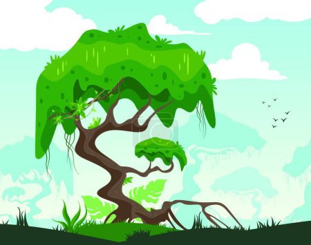 Ilustración de Plantas de la selva, ilustración vectorial colorido - Imagen libre de derechos