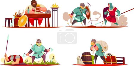 Illustration for Viking Cartoon Compositions vector illustration - Royalty Free Image