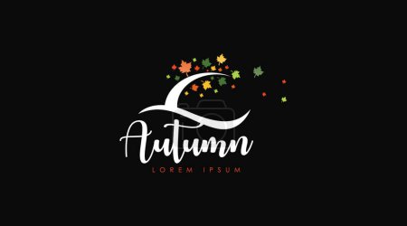 Illustration for Autumn Logo Design Concept Vector Isolated in Black Background - Royalty Free Image