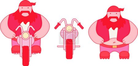 Ilustración de Motociclista gordo. Ilustración vectorial moderna a color - Imagen libre de derechos