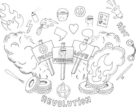 Illustration for Sketch protest symbols vector illustration - Royalty Free Image
