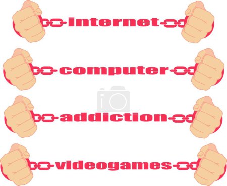 Ilustración de "Internet, ordenador, adicción, signos de videojuegos" - Imagen libre de derechos