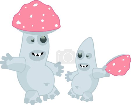 Illustration for Mushrooms monsters modern vector illustration - Royalty Free Image