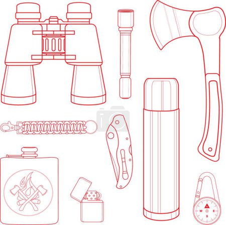 Illustration for Vector set of camping equipment icons - Royalty Free Image