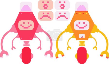 Illustration for Set of cartoon robots. vector flat illustration. - Royalty Free Image