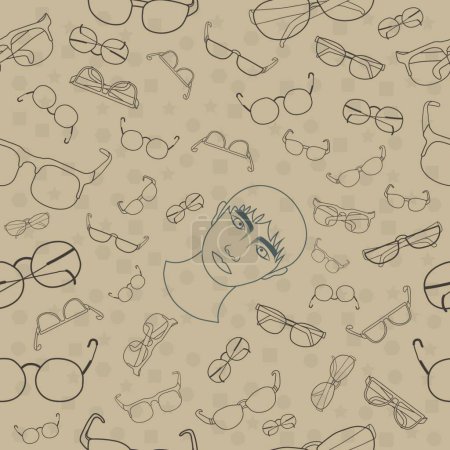 Illustration for Pattern seamless set of sunglasses. doodle drawing design style. vector illustration eps10 - Royalty Free Image
