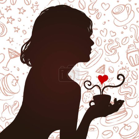 Illustration for Woman holding heart, colorful vector illustration - Royalty Free Image