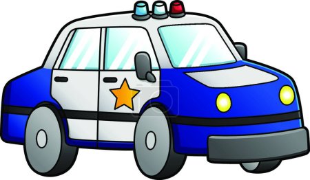 Illustration for Police Car Cartoon Clipart Colored Illustration - Royalty Free Image