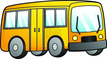 Téléchargez les illustrations : Caricature de bus Clipart Illustration colorée - en licence libre de droit