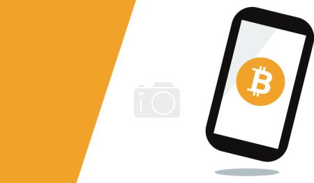 Photo for Simple bitcoin and smart phone illustration. - Royalty Free Image
