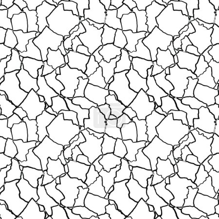 Illustration for "kintsugi art seamless pattern of splinters and different shards fragments with thin lines" - Royalty Free Image