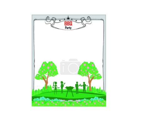 Illustration for Barbecue in the park, abstract card, invitation - Royalty Free Image
