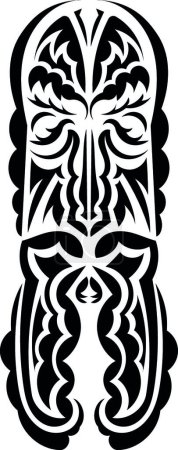 Ilustración de Máscara en estilo tribal tradicional. Patrones de tatuaje negro. Aislado. Ilustración vectorial. - Imagen libre de derechos