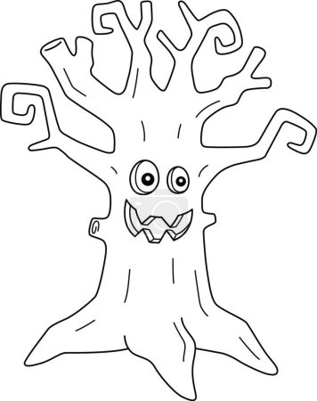 Photo for "Scary Tree Halloween Coloring Page Isolated" - Royalty Free Image