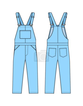 Illustration for "Denim overall jumpsuit vector template illustration" - Royalty Free Image