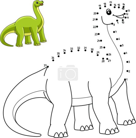 Ilustración de Dot to Dot Brontosaurus Dinosaur Isolated - Imagen libre de derechos