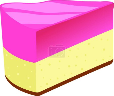 Téléchargez les illustrations : "Gelée rose gâteau tranche icône de dessin animé. Dessert aux baies" - en licence libre de droit