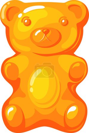 Téléchargez les illustrations : Un ours en marmelade. Dessert de gélatine de gomme orange, illustration vectorielle de dessin animé - en licence libre de droit