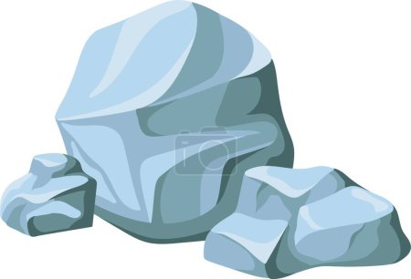 Illustration for Nugget stones. Pile large gray stony rock for formation mortar, cartoon vector - Royalty Free Image