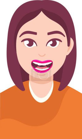 Illustration for Woman with open mouth. Cartoon character girl happy facial expression, vector illustration - Royalty Free Image