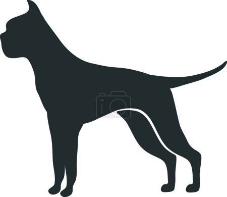 Téléchargez les illustrations : Silhouette de boxeur. Profil de chien race, icône vectorielle animale - en licence libre de droit