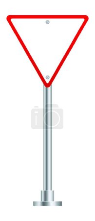 Illustration for "Give way road sign. Yield symbol. Blank red triangle" - Royalty Free Image