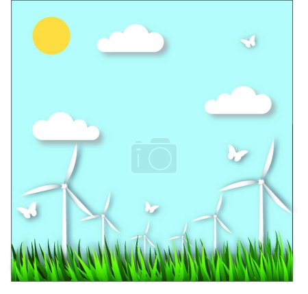 Ilustración de Ilustración gráfica creativa del molino de viento, concepto de energía alternativa - Imagen libre de derechos