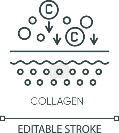 Illustration for "Collagen pixel perfect linear icon. Chemical components. Dermatology and cosmetology. Thin line customizable illustration. Contour symbol. Vector isolated outline drawing. Editable stroke" - Royalty Free Image