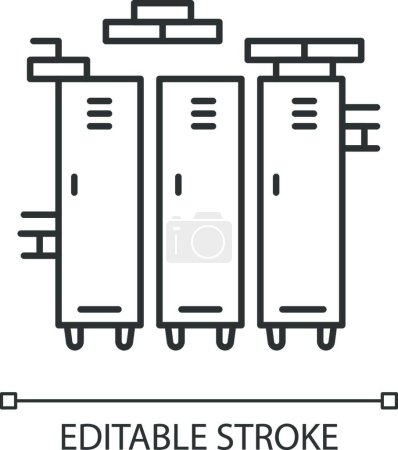 Illustration for "Lockers pixel perfect linear icon. College cupboards. Gym storage compartments. Metal closets. Thin line customizable illustration. Contour symbol. Vector isolated outline drawing. Editable stroke" - Royalty Free Image