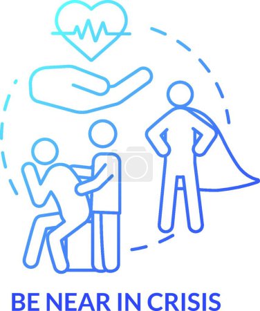 Illustration for "Be near in crisis concept icon. Friend difficult times and troubles. Sad mate comforting, support and encourage idea thin line illustration. Vector isolated outline RGB color drawing" - Royalty Free Image