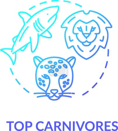 Téléchargez les illustrations : "Top carnivores concept icône. Des animaux sauvages. Prédateurs du sommet de la chaîne alimentaire. Les écosystèmes marins et terrestres sont de fines lignes d'illustration. Schéma vectoriel isolé dessin couleur RVB
" - en licence libre de droit