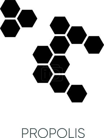 Ilustración de "Icono de glifo negro propóleo. Peines de miel. Celda colmena. Componente de tratamiento del acné. Apicultura, cera de abejas. Curando el cuidado de la piel. Agricultura. Símbolo de silueta en el espacio en blanco. Ilustración aislada vectorial
" - Imagen libre de derechos