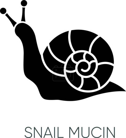 Illustration for "Snail mucin black glyph icon. Skincare natural component. Organic delicate product. Healing effect. Repairing effect for skin. Silhouette symbol on white space. Vector isolated illustration" - Royalty Free Image