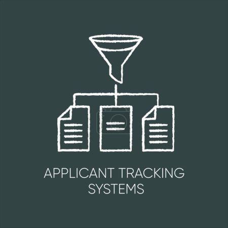Illustration for "Applicant tracking system flat design long shadow glyph icon. Professional recruitment software. CV database, candidate resume management and organization. Silhouette RGB color illustration" - Royalty Free Image